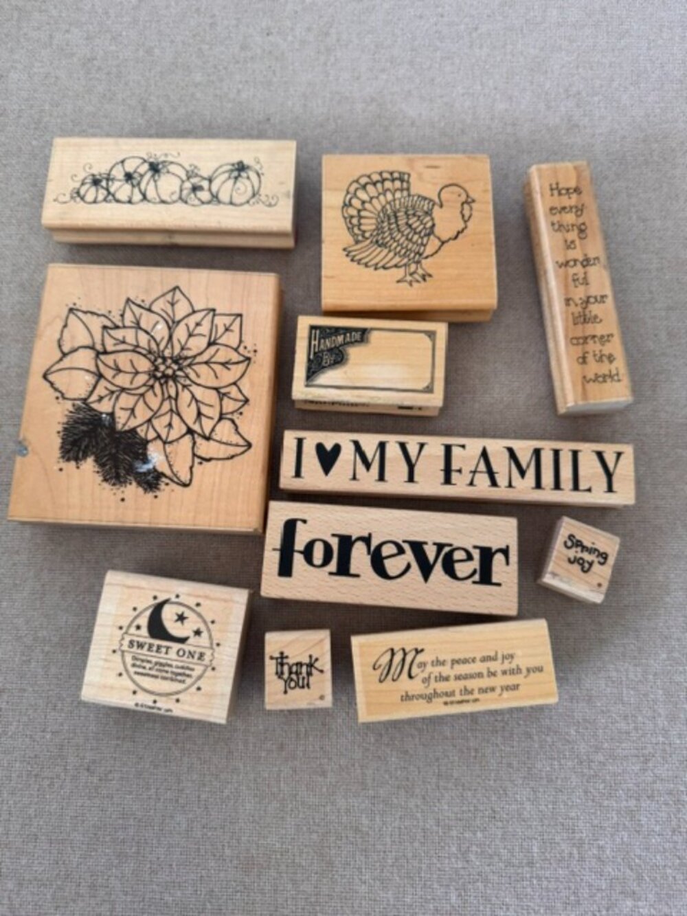 Miscellaneous block style stamps- sayings and fall theme